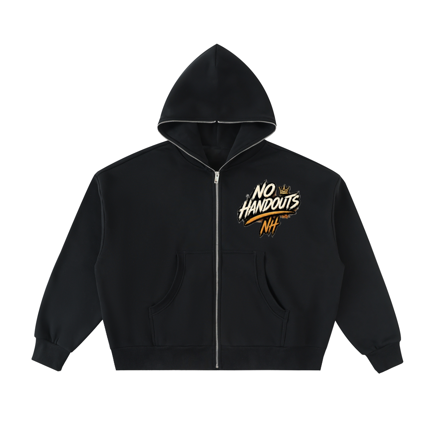 Fleeced Full-Zip Boxy Hoodie