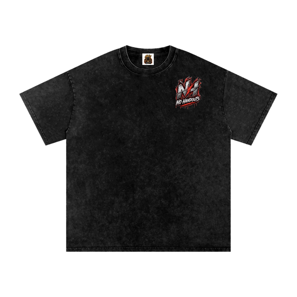 No Handouts Snow Washed Oversized Cotton T-Shirt
