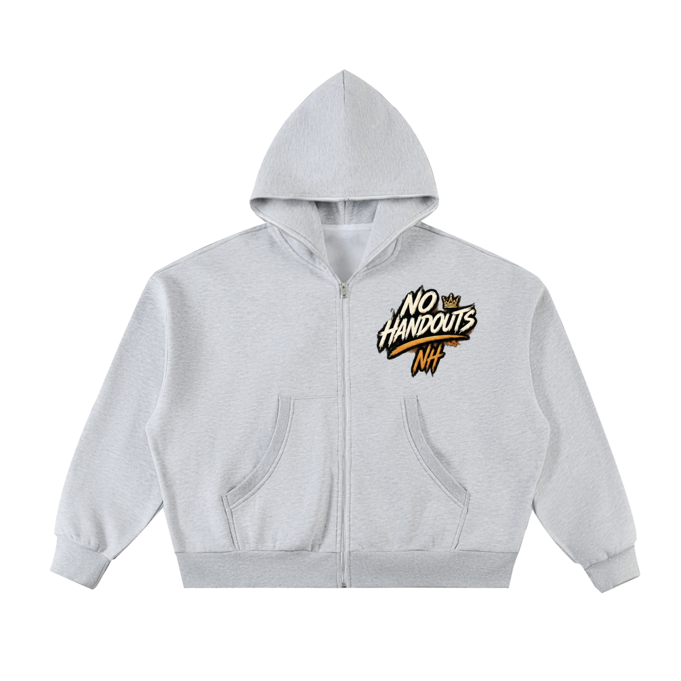 Fleeced Full-Zip Boxy Hoodie