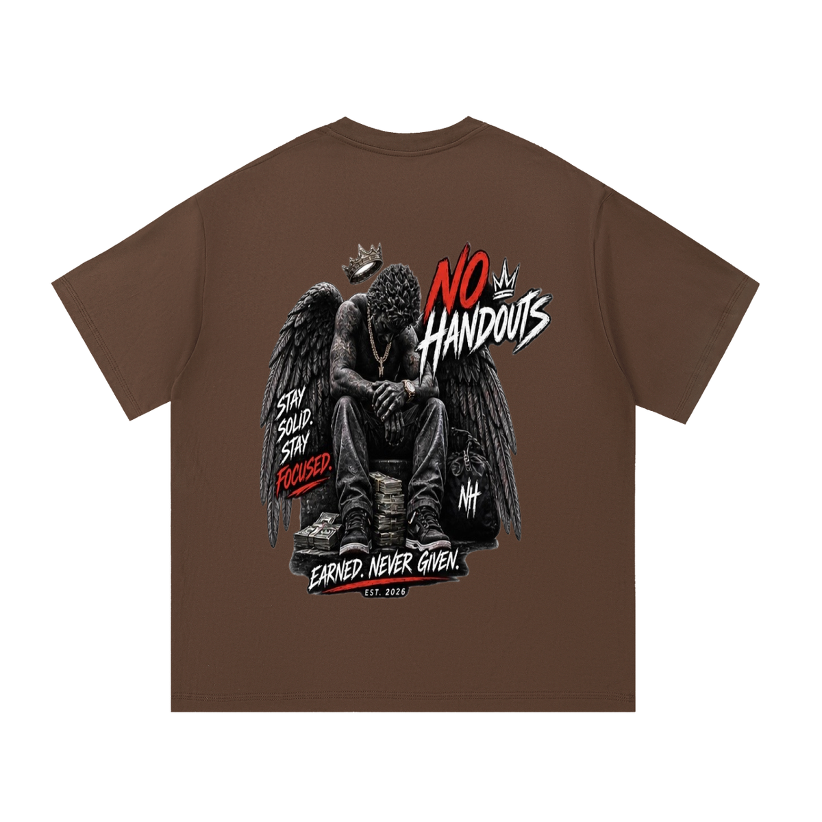 No Handouts — Red NH Crest Tee