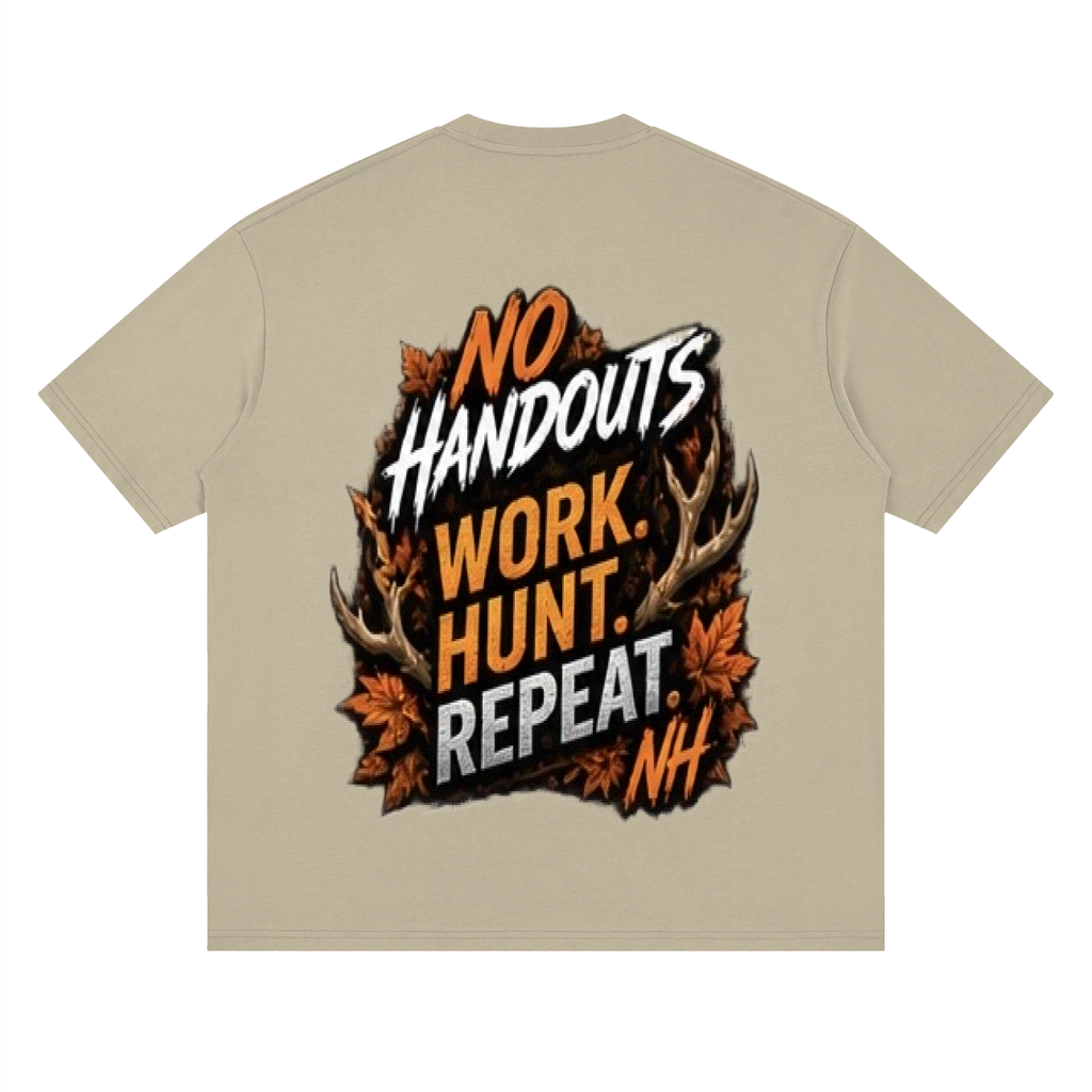 Fall No Handouts Streetwear Loose Drop Shoulder T-Shirt