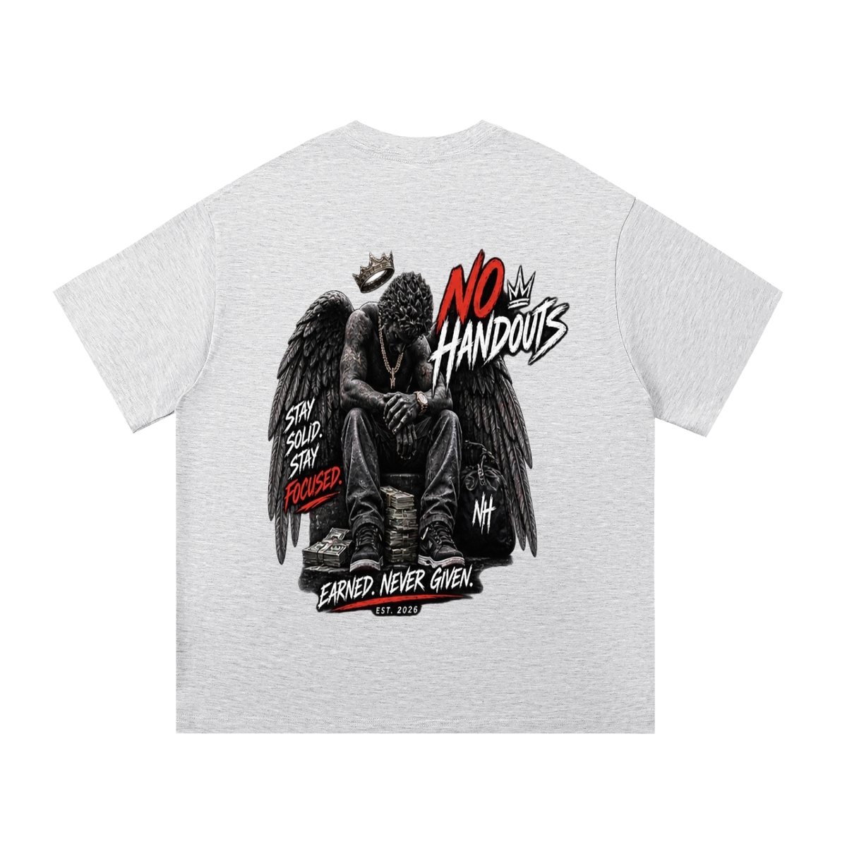 No Handouts — Red NH Crest Tee