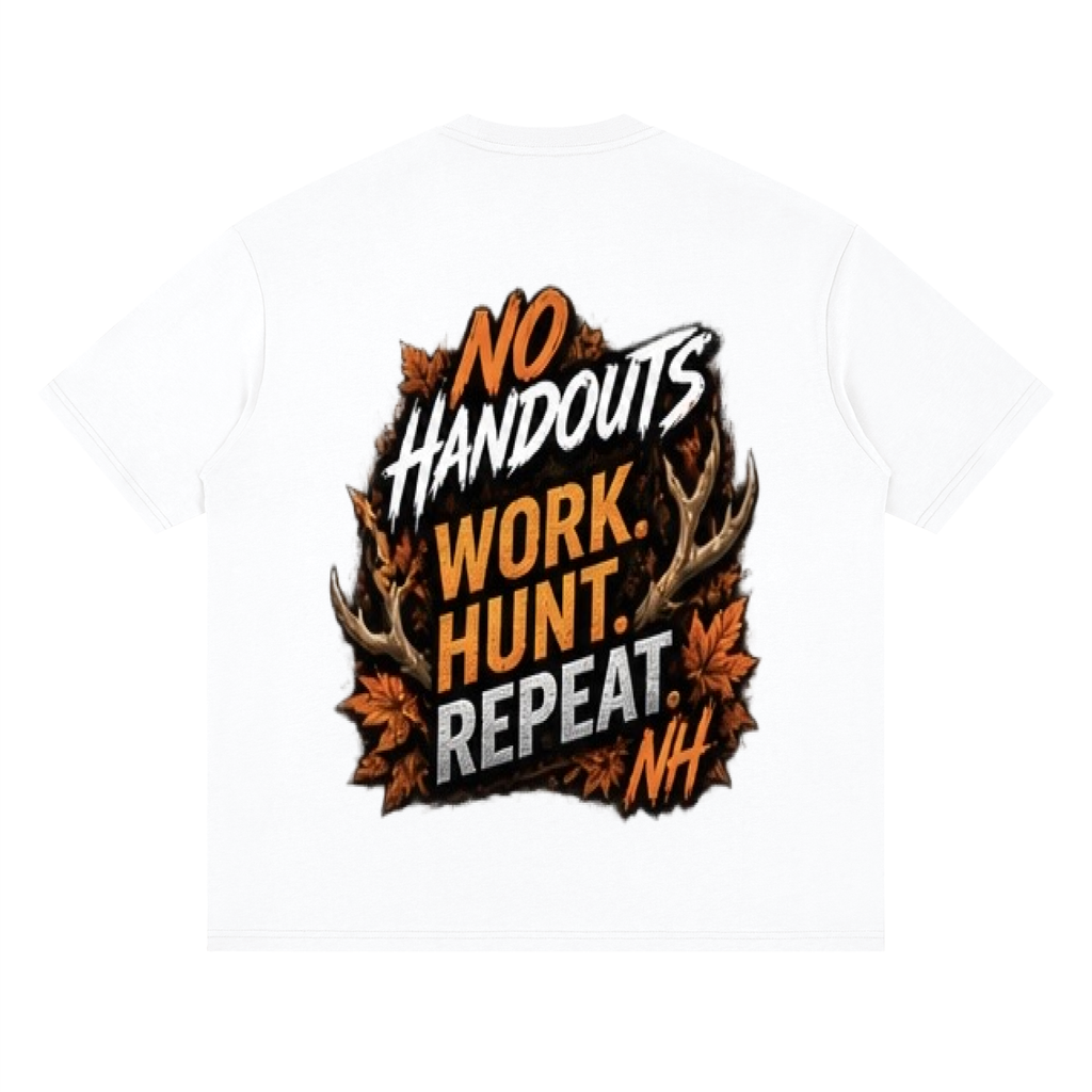 Fall No Handouts Streetwear Loose Drop Shoulder T-Shirt