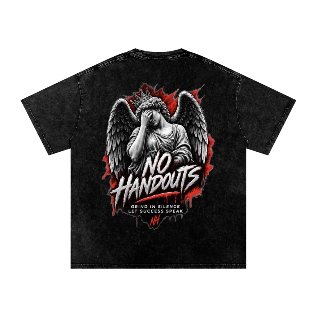 No Handouts Snow Washed Oversized Cotton T-Shirt