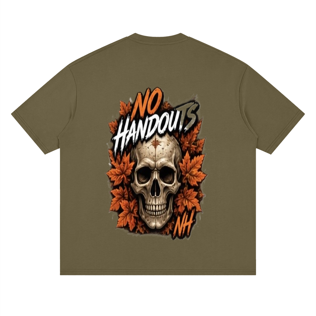 Fall No Handouts Streetwear Loose Drop Shoulder T-Shirt