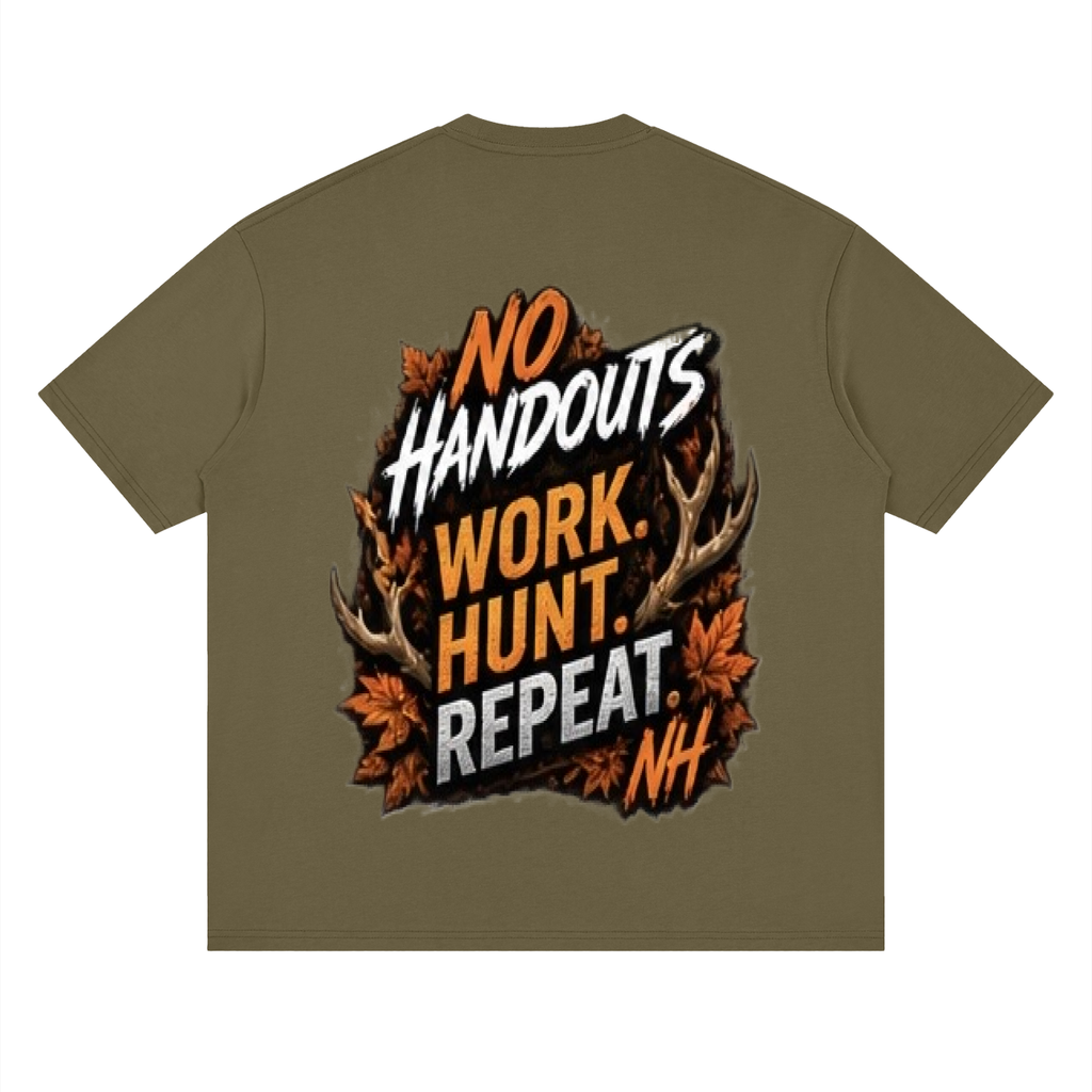 Fall No Handouts Streetwear Loose Drop Shoulder T-Shirt