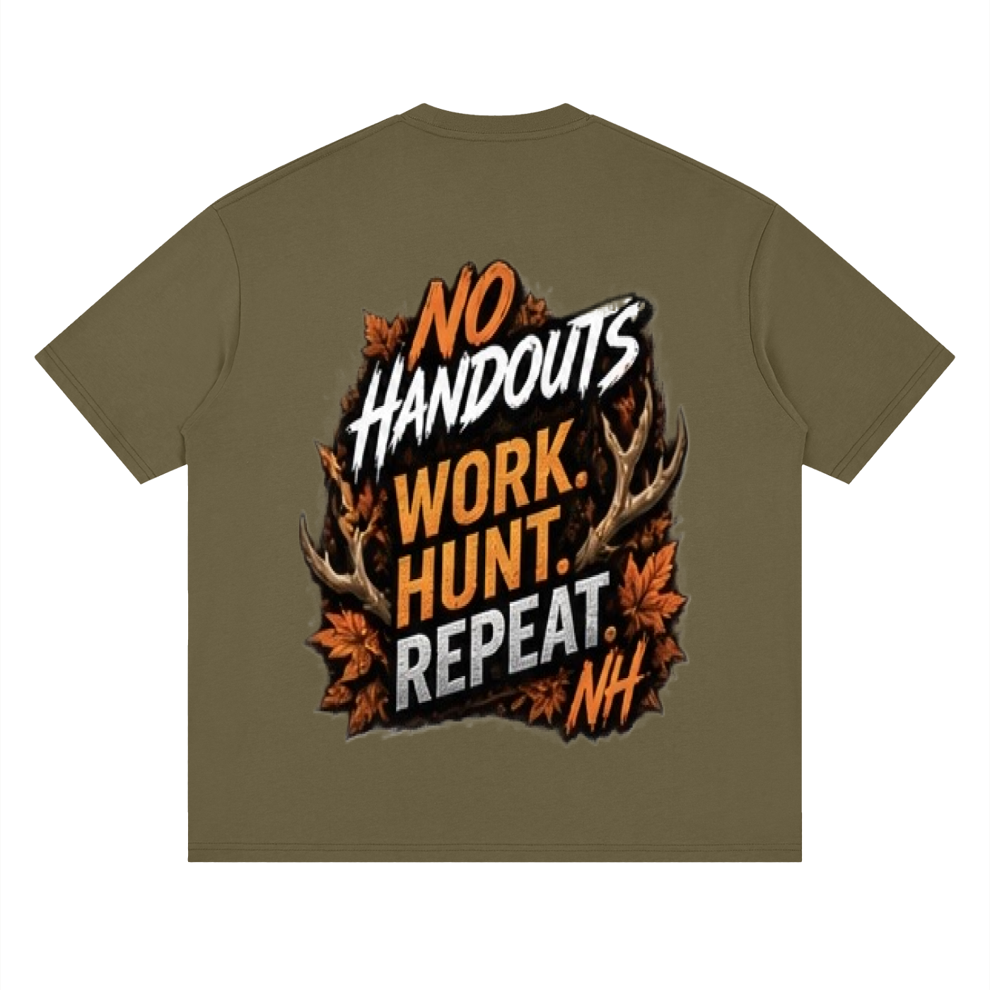 Fall No Handouts Streetwear Loose Drop Shoulder T-Shirt