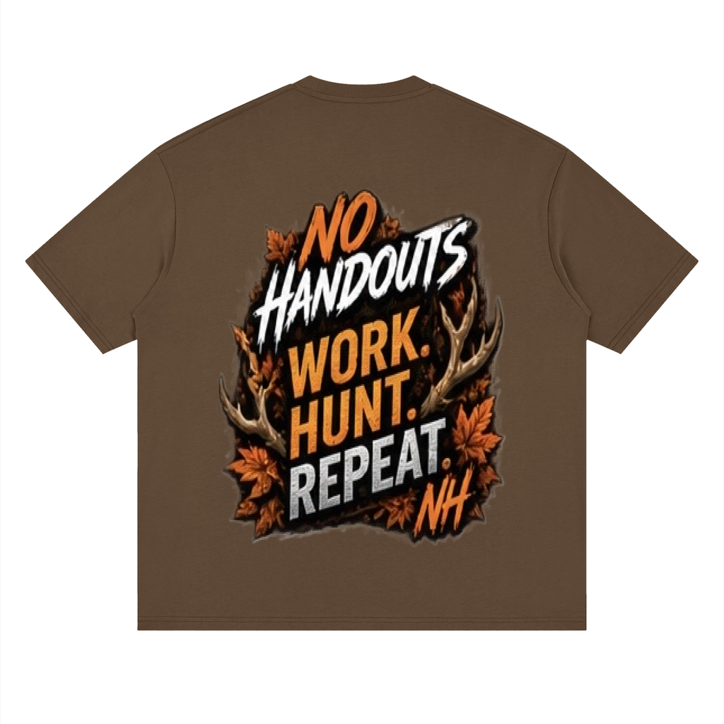 Fall No Handouts Streetwear Loose Drop Shoulder T-Shirt