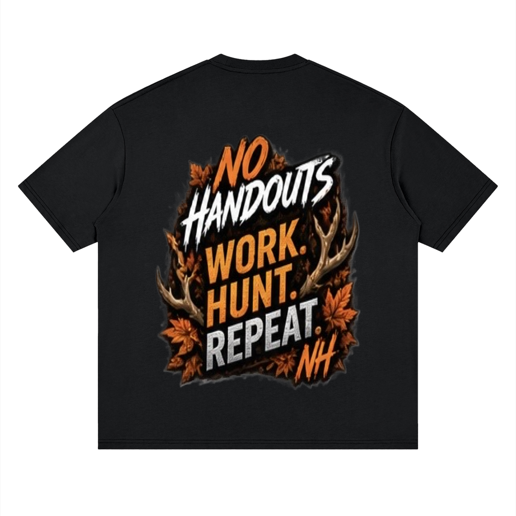 Fall No Handouts Streetwear Loose Drop Shoulder T-Shirt