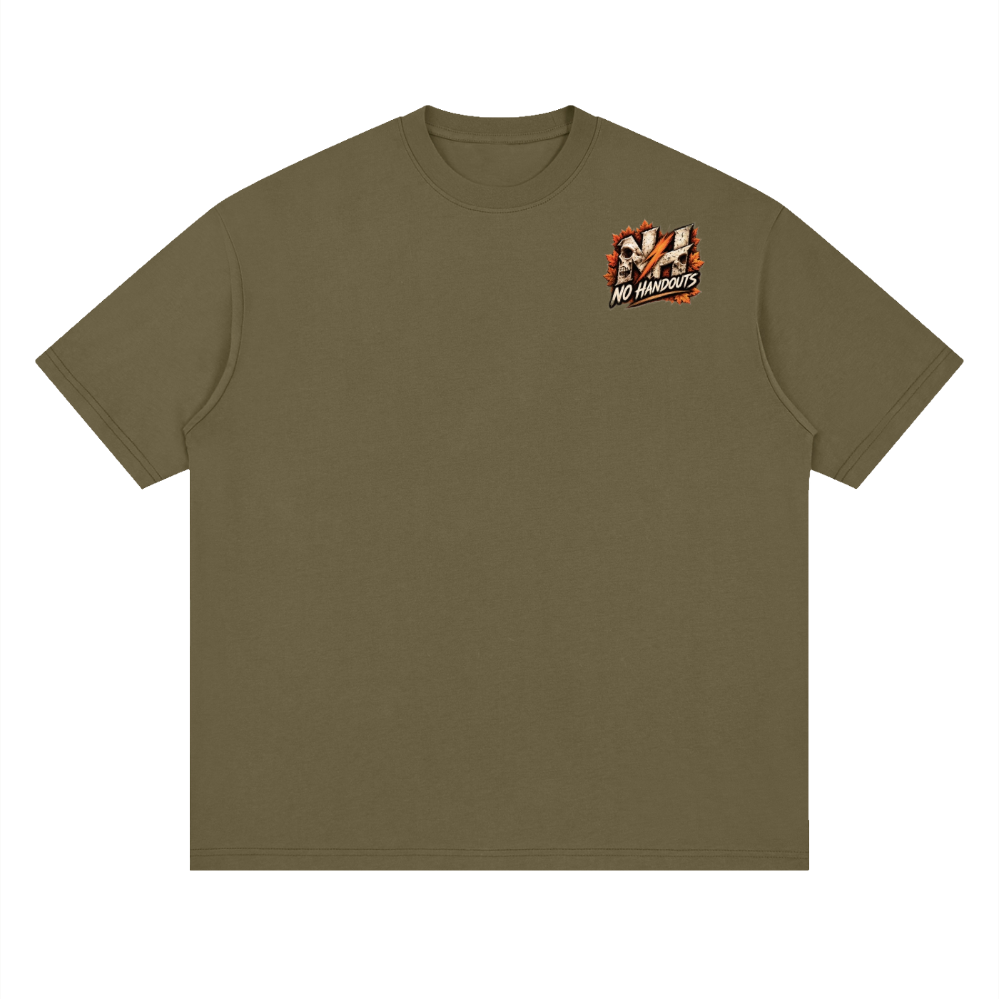Fall No Handouts Streetwear Loose Drop Shoulder T-Shirt