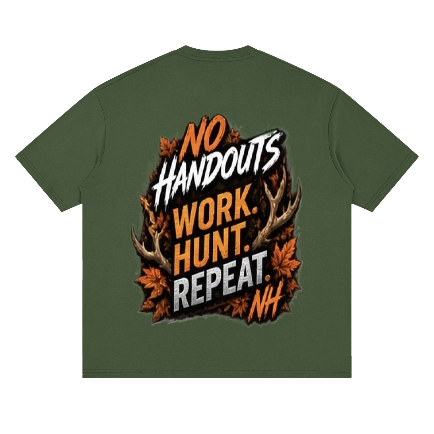 Fall No Handouts Streetwear Loose Drop Shoulder T-Shirt