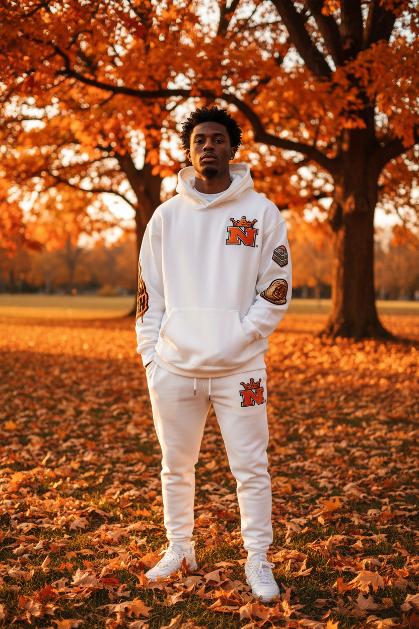 No Handouts White Hoodie & Joggers - Fall