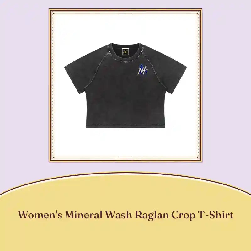 Women's Mineral Wash Raglan Crop T-Shirt by@Outfy